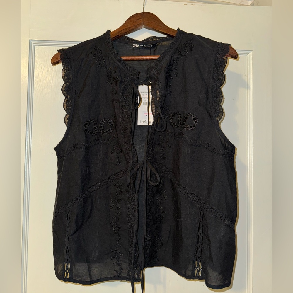 Zara lace up tie top